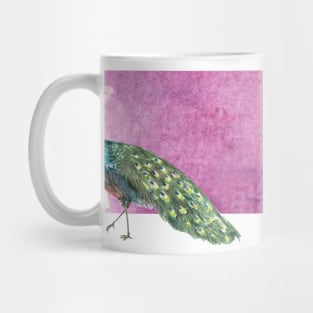 Watercolor Peacock looking back Mug